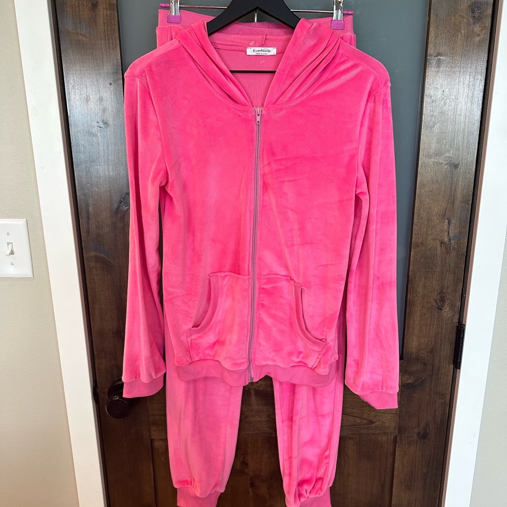 Pink Velour Tracksuit - Size S